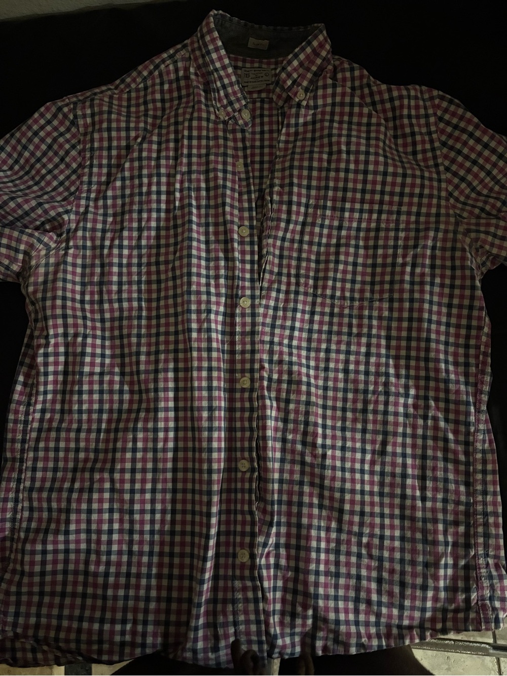 J. Crew Men's Short-Sleeve Gingham Button-Down in Pink and Blue
